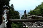 狸谷不動院　千日詣り火渡り祭 : 山間からの市街眺望、送り火の火床がみえる