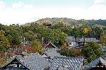 秋のくろ谷　金戒光明寺 : 丘の上に墓碑と三重塔がみえる