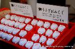 初詣にうさぎ神社へ　狛兎の岡崎神社 : 裏の封を破くとおみくじがでてくる。