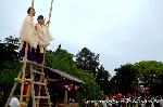 葵祭の前儀　賀茂競馬会 : まさか見物の高台の櫓ではあるまい、左方の後見である。