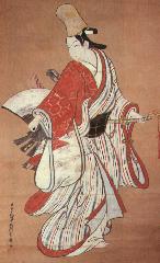 平清盛　縁の地をゆく その十　祇王寺 : この白拍子は鎌倉時代だけの遊女風俗で、懐古趣味的な美人画である