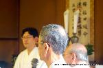祇園祭三若の吉符入り : 祓いのあと　祭礼の采配を伝える三若神輿会吉川会長
