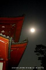 満月に隠れ茶室を見た : 朱の三門に満月