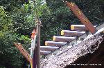 京のお伊勢さん　日向大神宮 : 内宮　古の建築では金属は一切使われていなかったが、現在は耐久のために金属で補強されている　