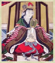 松尾の葵祭 : 鴨玉依姫神　(日吉大社所蔵の『山王曼荼羅』から引用転載) 