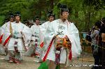 春祭/ 下鴨神社　御蔭祭 : 糺の森を抜け本殿へ向う舞人
