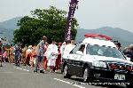 三船祭　車折神社 : 渡月橋をわたり中ノ島公園剣先へ