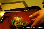 猪熊鍋を食せる比良山荘 : 丸葉菊菜と熊とも相性がよい
